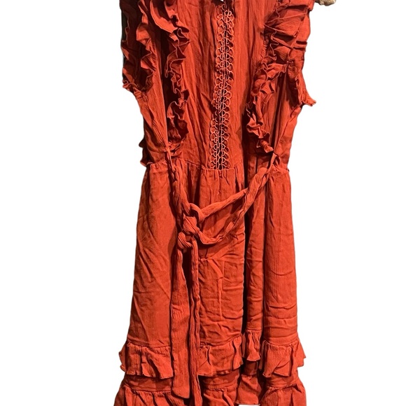 Orange Ruffle Dress - Picture 2 of 6